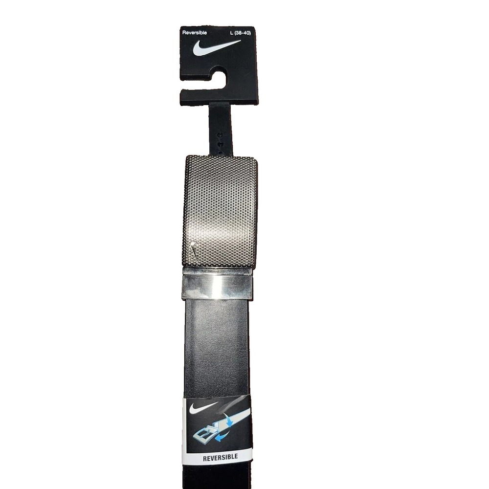 NIKE MEN'S REVERSIBLE BELT SIZE (L 38-40) Black/Brown Silver Buckle‎